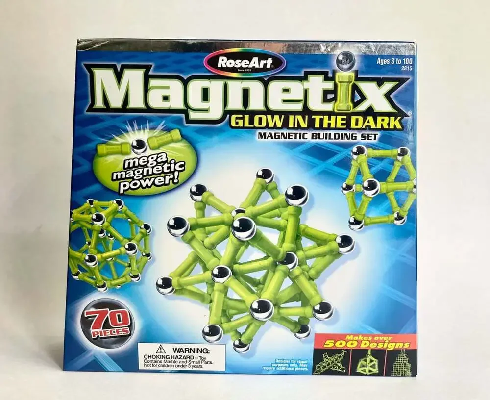 RoseArt Magnetix Glow In The Dark Magnetic Building Set 70 Pieces